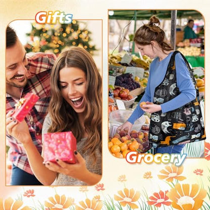 MIAHART Reusable Grocery Bags - Foldable, Cute Tote Bags - Waterproof Nylon - color: Blue, Green, Black, Grass -Green, Light Purple