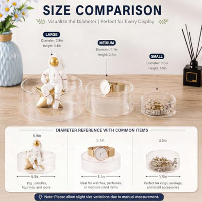 Jerify 6 Pcs Acrylic Riser Display Stands 5.91" 5.12" 3.54", Clear Round - color: clear, style: Round