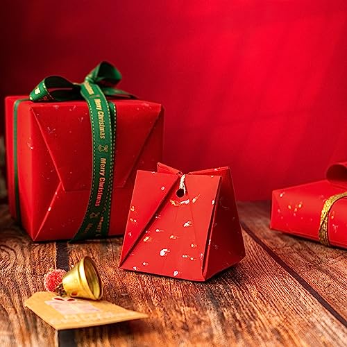 WRAPAHOLIC Red Wrapping Paper Roll - Mini Roll - 17 Inch x 16.5 Feet - Gold Red Christmas Wrapping Paper with Silky Touch Perfect for Christmas, Birthday, Wedding, Baby Shower, Holiday - color: Red, size: 17 inch x 16.5 feet