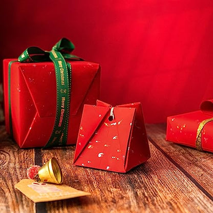 WRAPAHOLIC Red Wrapping Paper Roll - Mini Roll - 17 Inch x 16.5 Feet - Gold Red Christmas Wrapping Paper with Silky Touch Perfect for Christmas, Birthday, Wedding, Baby Shower, Holiday - color: Red, size: 17 inch x 16.5 feet