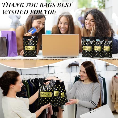 Jeyiour 300 Pcs Thank You Plastic Bags with Handles for business,Polka Dots - style: Polka Dots