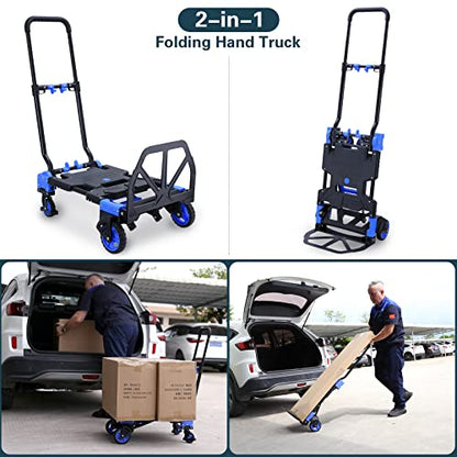 JJSMKCH 2-in-1 Hand Truck Dolly Foldable,330LB Capacity Hand Dolly - color: C-blue