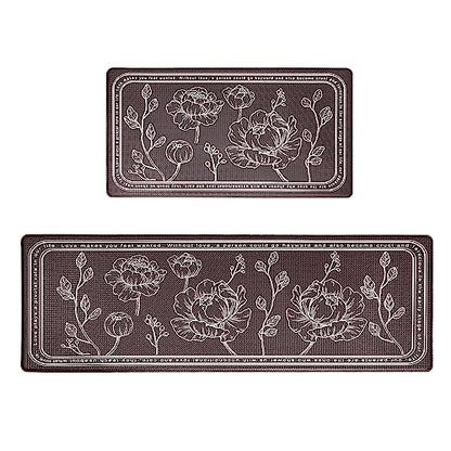 Kitchen Floor Mat Set of 2, Anti Fatigue Kitchen Mat 17"x47"+17"x29" - color: Brown, size: 17"x47"+17"x29"