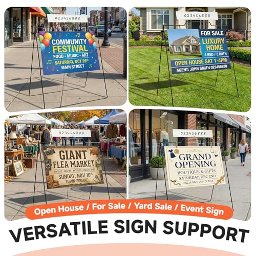 5-Pack Open House Sign Frame, 30" H x 28" W Powder-Coated Metal A-Frame Sign Stand with Locking Angle, Reusable Indoor/Outdoor Real Estate Yard Sign Holder (Frames Only)