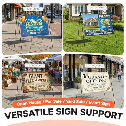 5-Pack Open House Sign Frame, 30" H x 28" W Powder-Coated Metal A-Frame Sign Stand with Locking Angle, Reusable Indoor/Outdoor Real Estate Yard Sign Holder (Frames Only)