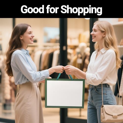 EUSOAR Large Gift Bags with Handles, 50pcs 16"x6"x12" Paper Wrap Bags Bulk, Merchandise Business Craft Grocery Retail Wrapping Thank You Bag for Wedding Birthday Party Favor Favor Bags-White/Green - color: White/Green