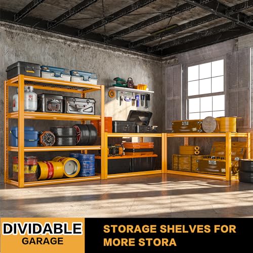 REIBII 40" W Yellow Garage Shelving with Double-Layer Frames for Homeowners - color: Orange