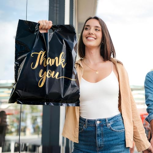 Ohuimrt Thank You Bags for Small Business, 15”x18”, Black, 100 PCS - style: 15 X 18 Inches