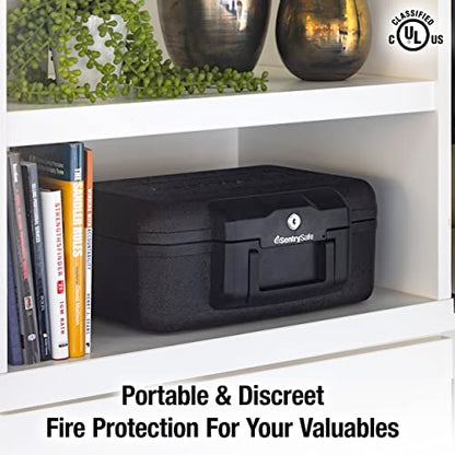 SentrySafe Fireproof Money Safe with Key Lock, Black Lock Box with Portable Carrying Handle for Travel, Exterior: 14.3 in. W x 11.2 in. D x 6.1 in H, 1200 - size: 0.18 cu. ft., style: Fire resistant box