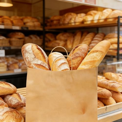 GetFeeds 10PCS kraft paper bags,16x6x12 Inches,Large brown,white,black, kraft paper bags with handles, Paper Bag, Shopping/Gift/Retail Bag For Small Business - color: Brown Black White