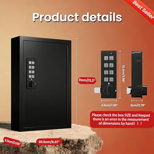 Grimtron Electronic 40 Key Cabinet, Black Key Lock Box for Keys with Code - color: Black