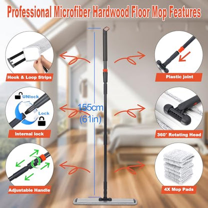 Professional 18 in Microfiber Mop Large Flat Mops for Floor Cleaning - size: 18 inches