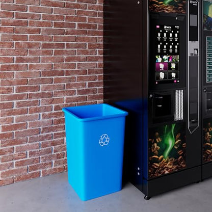 35 Gallon Blue Square Commercial Trash Garbage Can | Outdoor Office Restaurant School Kitchen - color: Blue, size: 35 Gallon, style: Trash Can