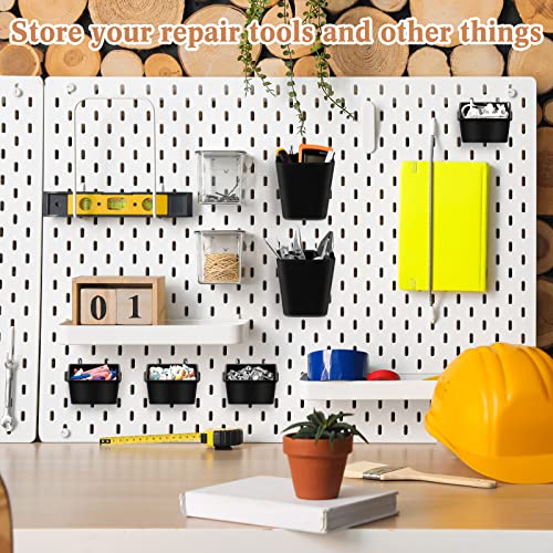 Jinei 12 Pcs Pegboard Bins Baskets with Hooks Organizer Set,Black - color: Black