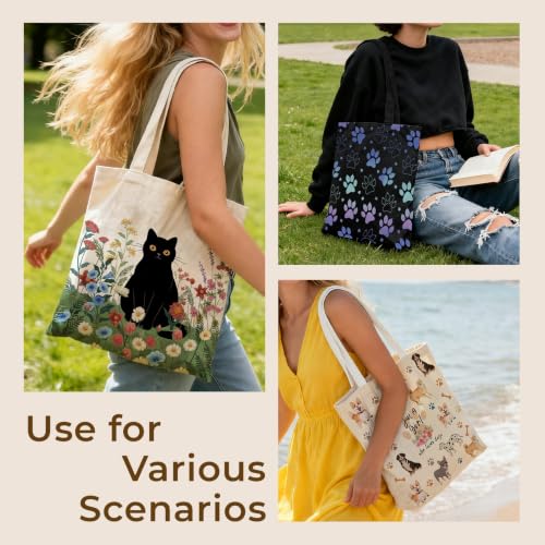 Cute Canvas Tote Bag for Women, Book Totebag with Zipper Pocket - color: Just One More Chapter