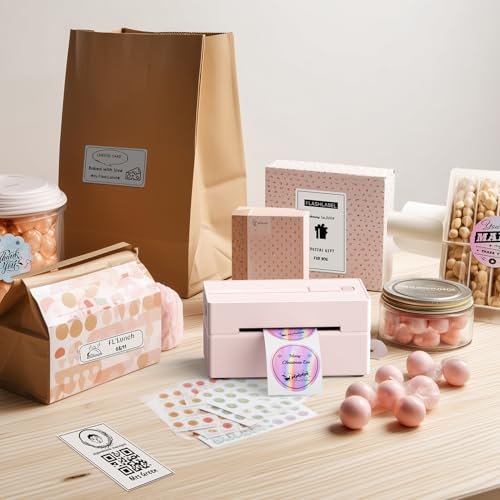 KNAON Bluetooth Thermal Shipping Label Printer 4x6 for Small Business, Pink - color: Pink