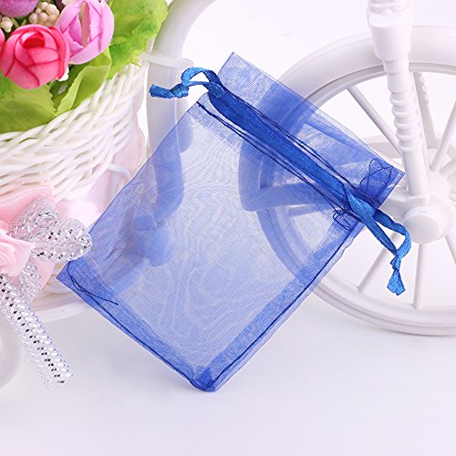 Wudygirl 100 PCS Organza Bags 4"x6" Gift Bags with Drawstring Blue - color: Blue, size: 4x6 IN