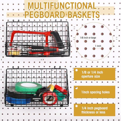 4 Pcs Peg Board Bins and Baskets Peg Board Organizer, Small - size: Small