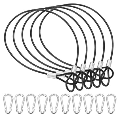 PATIKIL 12.6" Safety Cable Lock Security Wire Ropes w 10 Spring Buckle 5Pcs - color: Black, size: 12.6 Inch