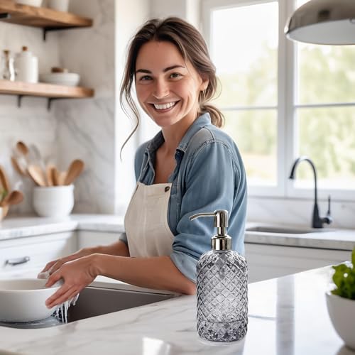 JASAI 18Oz Smoky Gray Glass Soap Dispenser with Rust Proof Pump - color: Smoky Gray