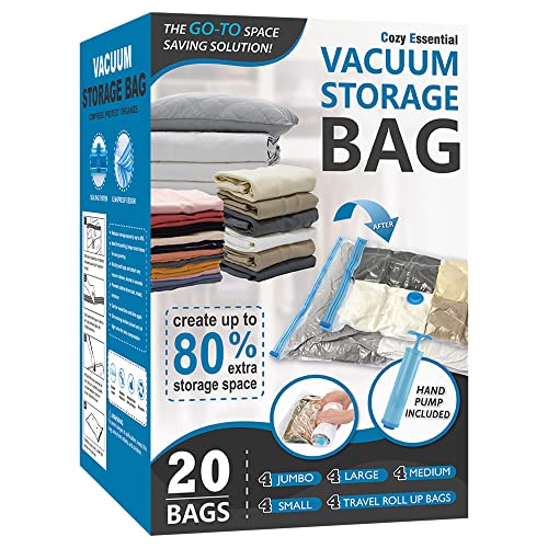 Vacuum Storage Bags with Hand Pump, Vacuum Seal Space Saver Bags,20 Combo - size: Combo