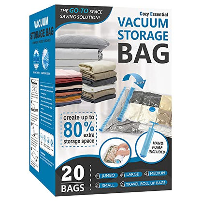 Vacuum Storage Bags with Hand Pump, Vacuum Seal Space Saver Bags,20 Combo - size: Combo