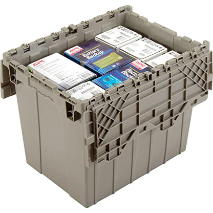 Global Industrial Distribution Container With Hinged Lid, 21-7/8x15-1/4x17-1/4, Gray - color: Gray