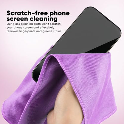 HOMEXCEL Glass Cleaning Cloths 6PK, Streak Free Towel for Windows, 14x16in - color: Purple, size: 14 x 16 Inch