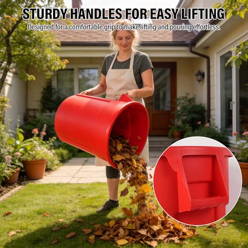 20 Gallon Outdoor Trash Can with Lid and Wheels, Red, 1Pack - color: RED