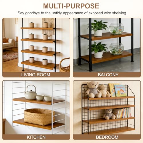 5-Pcs Bamboo Wire Shelf Covers, 30"x16" Wood Wire Shelves Racks for Shelving Pantry, No Assembly - size: 30"Wx16"D
