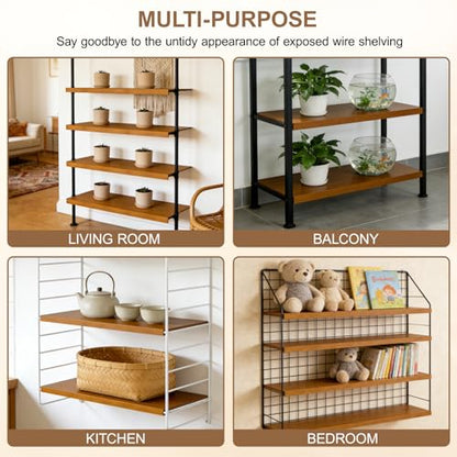5-Pcs Bamboo Wire Rack Covers, 40"x16" Wire Shelf Covers for Shelving Pantry,No Assembly - size: 40"Wx16"D