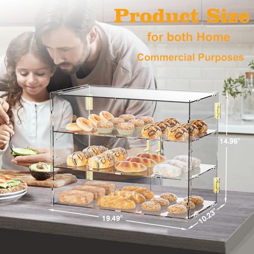 3 Tiers Countertop Bakery Display Case - size: 3 Tiers
