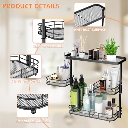 VITVITI 3 Tier Bathroom Organizer Countertop, Counter Storage Shelf, Black - color: 3 Tier Rotating Black