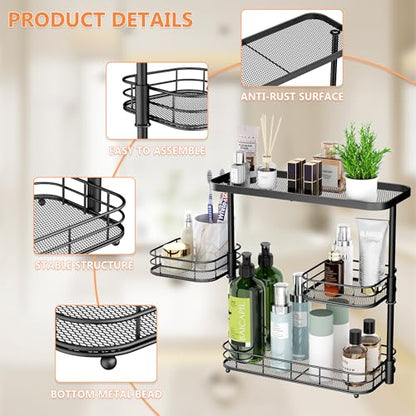 VITVITI 3 Tier Bathroom Organizer Countertop, Counter Storage Shelf, Black - color: 3 Tier Rotating Black