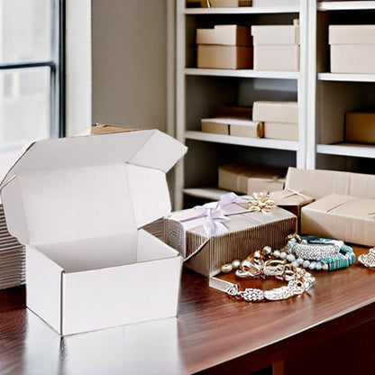 6x4x3 White Shipping Boxes for Small Business, Packing, 25 Pack - color: White, size: 6x4x3-Inch