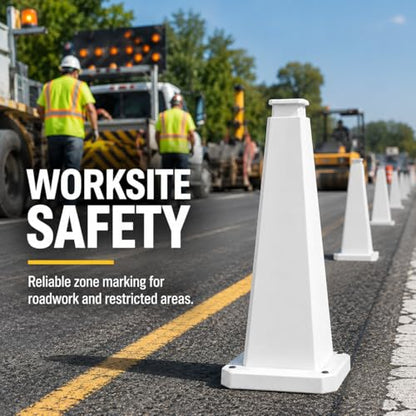 BESEA 3 Pack 28 Inch White Traffic Cones with Weighted Base - color: White, size: 28INCH
