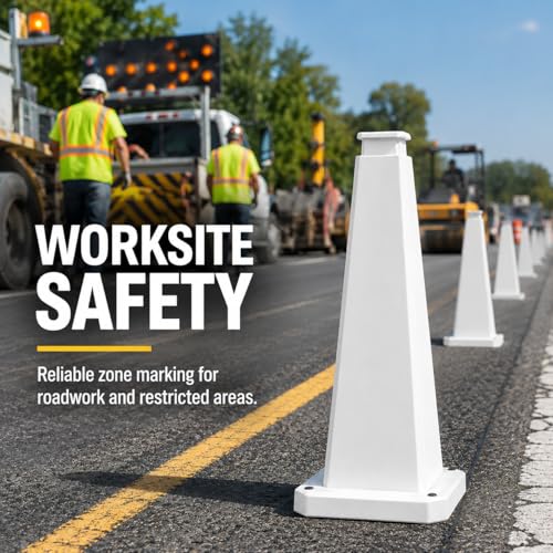 BESEA 3 Pack 36 Inch White Traffic Cones with Weighted Base - color: White, size: 36INCH