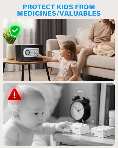 [UPGRADED] Small Safes for Home Dorm, 0.30 Cuft Mini Safe Box - size: 0.3 Cuft