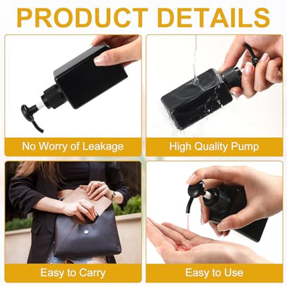 Domensi 24 Pcs 3.4 oz Pump Bottle Mini Travel Bottles, Whole Black - color: Whole Black