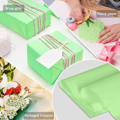 500 Sheets Light Green Tissue Paper for Gift Bags Wrapping Tissues Bulk 20 X 30 Inch Wrapping Paper for Gift Packaging Art Crafts DIY Birthday Wedding Party Favors - color: XF-Light Green
