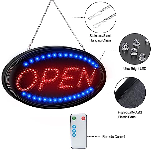 FITNATE LED Open Sign, 23"x14", with Remote, Timer & Flash/Steady Modes