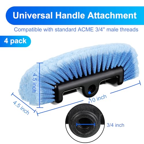 Vesici 4 Pcs Car Wash Brush Head with Soft Detailing Bristle Flow Thru Car Cleaning Brush Exterior Cars Wash Equipment for Auto Truck RV Boat Camper Washing, 10 Inch (Blue) - color: Blue