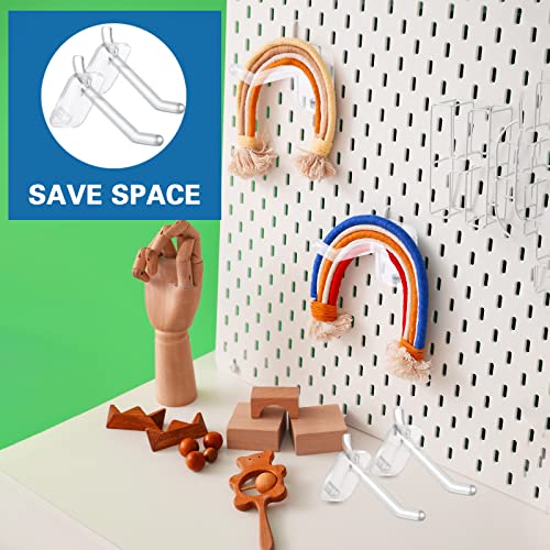 Sawysine 120 Pcs 2.4 Inch Clear Peg Hooks for Pegboard Accessories, Clear