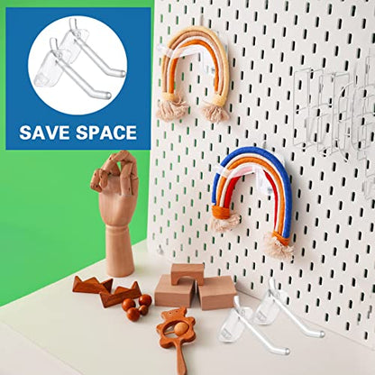 Sawysine 120 Pcs 2.4 Inch Clear Peg Hooks for Pegboard Accessories, Clear