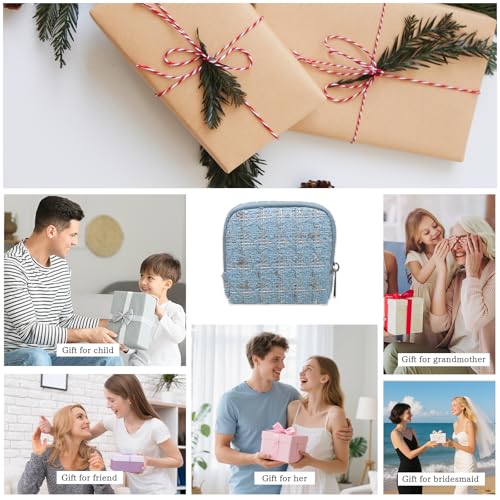 Stratalife Small Travel Jewelry Case, Qulited Storgae Pouch - color: Quilted Light Blue