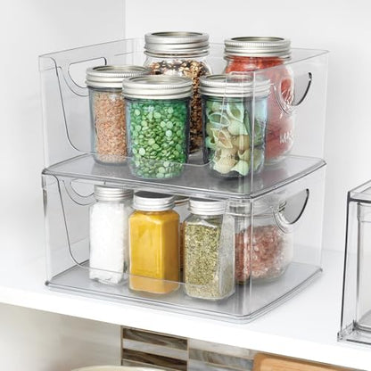 iDesign Stackable Open-Front Storage Bin with Handles, Set of 2, Clear - style: Pack of 2