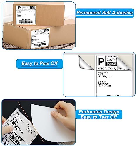4x6 Direct Thermal Shipping Labels, 2000 Labels/4 Stacks (500 Labels Per Stack), Perforated and Strong Adhesive Thermal Printer Label, Compatible with Zebra, Nelko, Rollo, MUNBYN