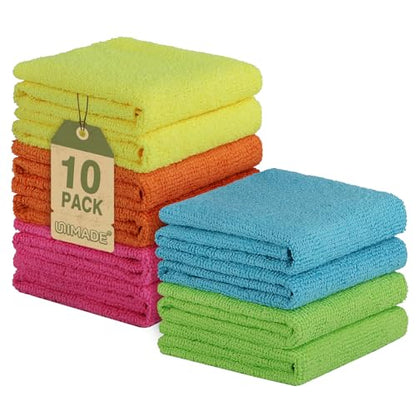 UNIMADE Microfiber Cleaning Cloth, 10 Pack Reusable Microfiber Towels - color: Multicolor, size: 10PK