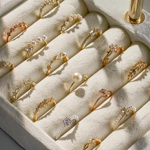 Jewelry Organizer Stand Display, 3 Tier Velvet Bracelet Holder, Beige - color: Beige, size: Large