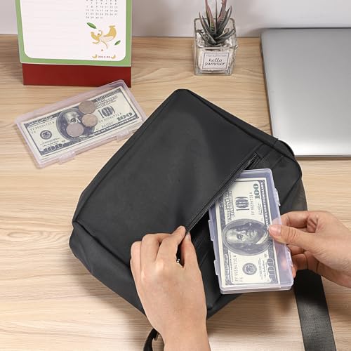 Hipiwe 4 Pack Plastic Money Organizer Clear Cash Currency Box with Lid - size: 4 Pack
